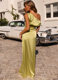 Heart Of Glass Satin Maxi Dress Chartreuse