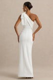 Kiri White One Shoulder Bow Maxi Dress