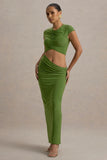 Pia Green Short Sleeve Maxi Dress With Cut Out