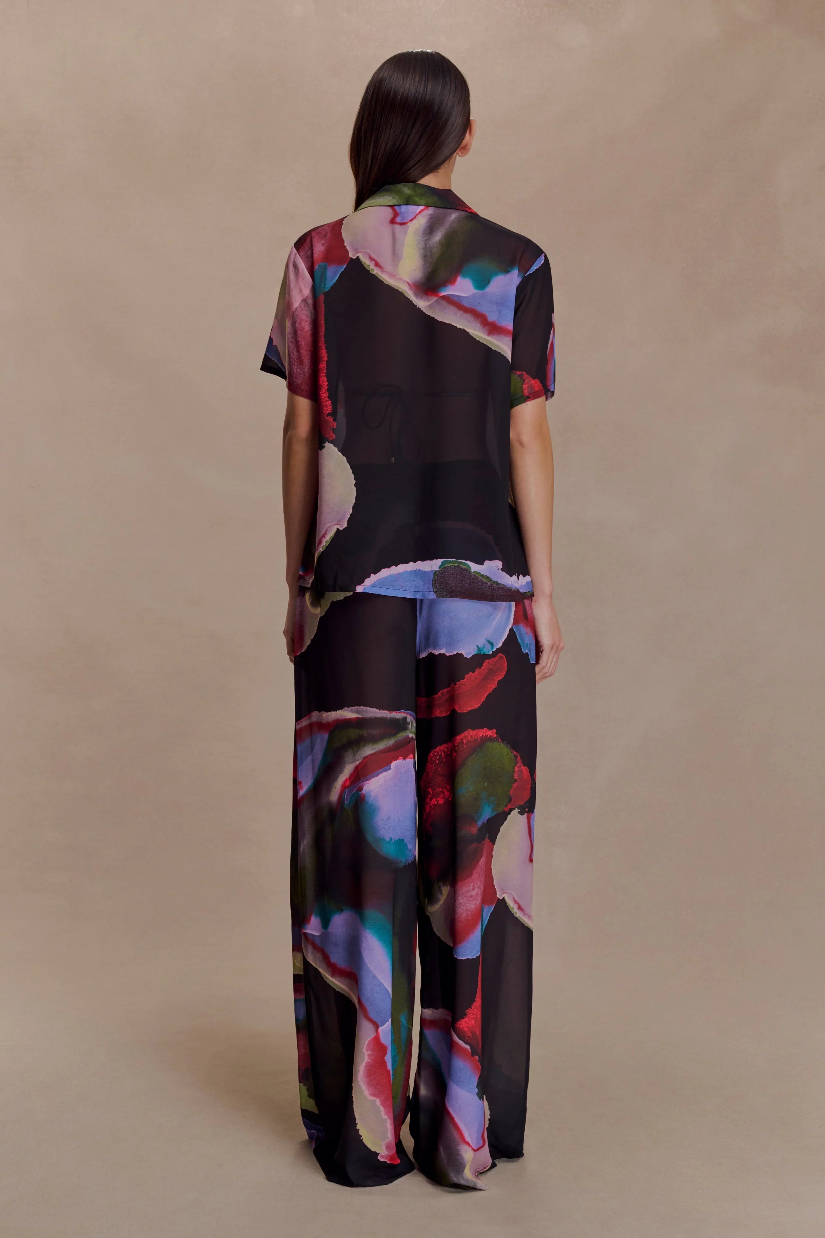 Rachel Chiffon Short Sleeve Shirt Multi Fluid Reverie Print