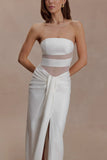 Paulina Cut Out Strapless Maxi Dress White