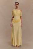 Gabrielle Slinky And Mesh Maxi Dress Lemon