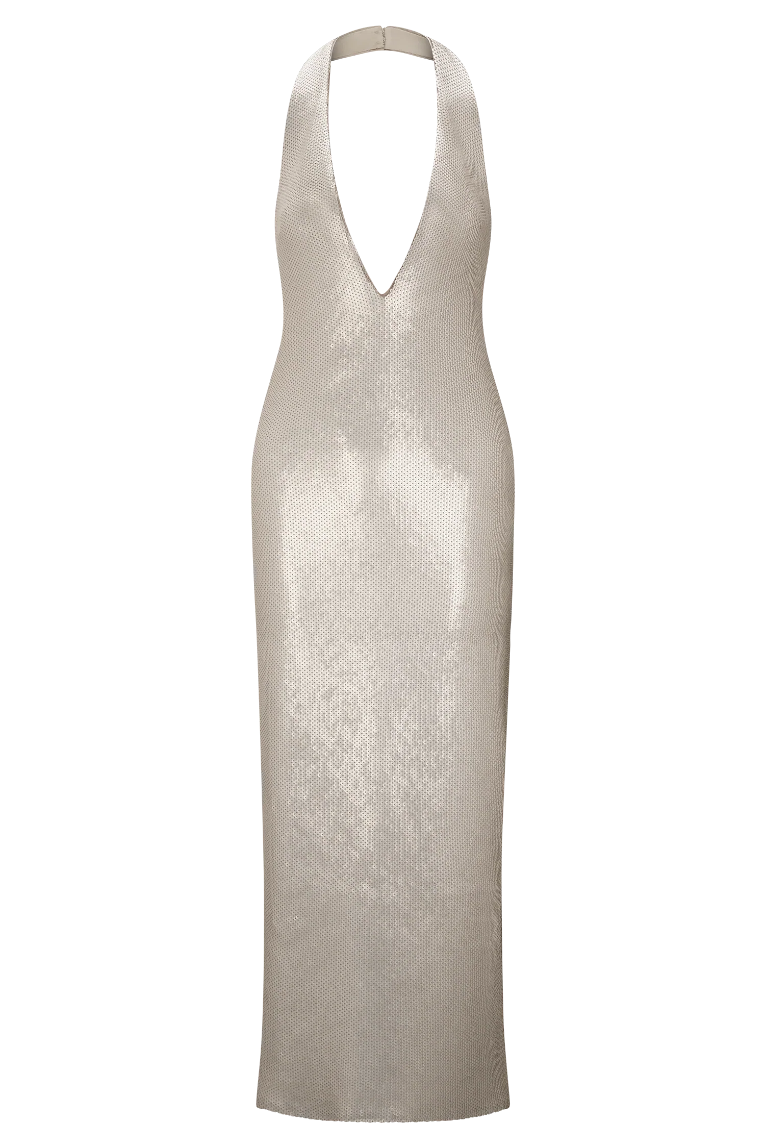 Carnation Sequin Halter Midi Dress Gold