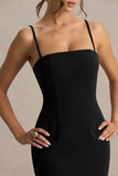 Baylor Black Midi Dress With Removable Cape Detail