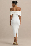 Bayshore White Bow Bardot Midi Dress