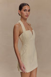 Ebony Embroidered Denim Mini Dress Cream