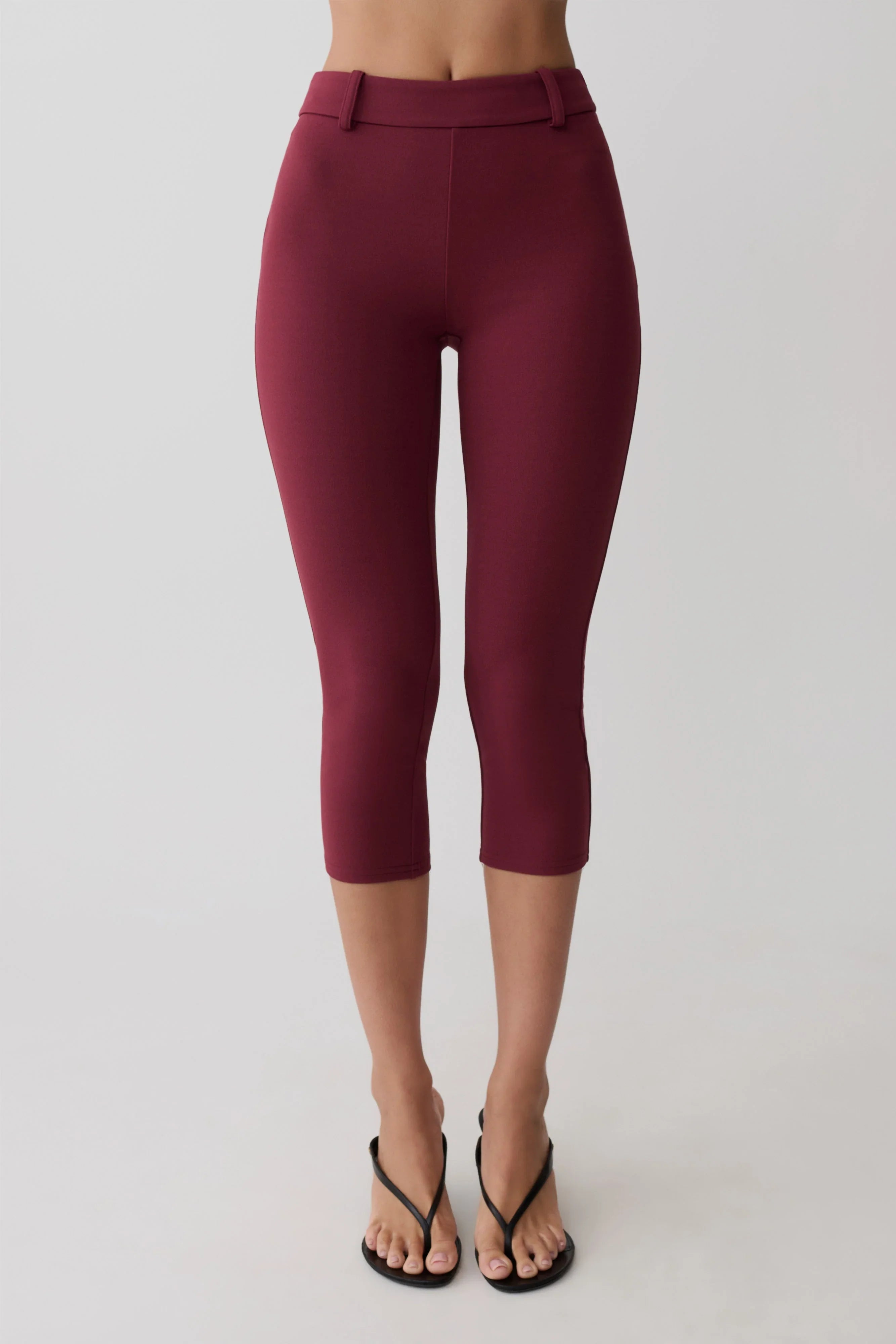 Blanca Stretch Crepe Capri Pants Mahogany