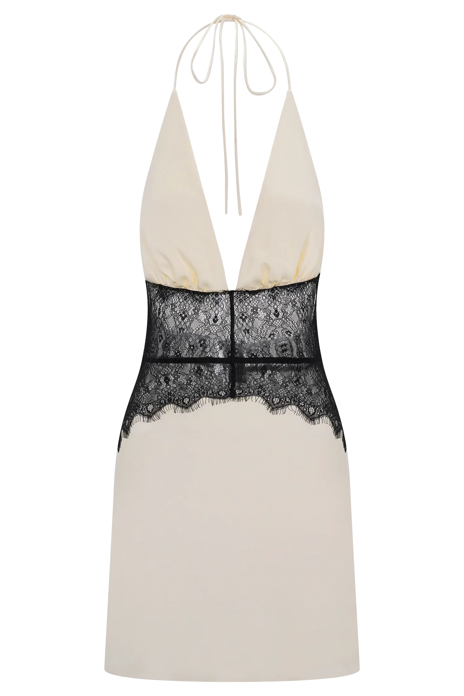 Dinah Lace And Satin Mini Dress Black Ivory