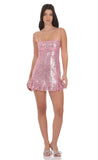 Sequin Ruffle Dress in Pink