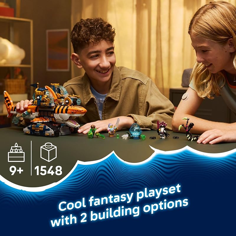 LEGO DREAMZzz Tiger Shark Tank Building Toy for Boys Girls Ages 9 Pretend Play Set for Kids Ages 9 W 2 Build Options Includes 5 Minifigures Gift Idea for Birthdays 71515