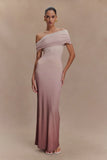 Cassandra Off Shoulder Slinky Maxi Dress Neutral Ombre