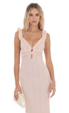 Knit Ruffle Maxi Dress in Pink
