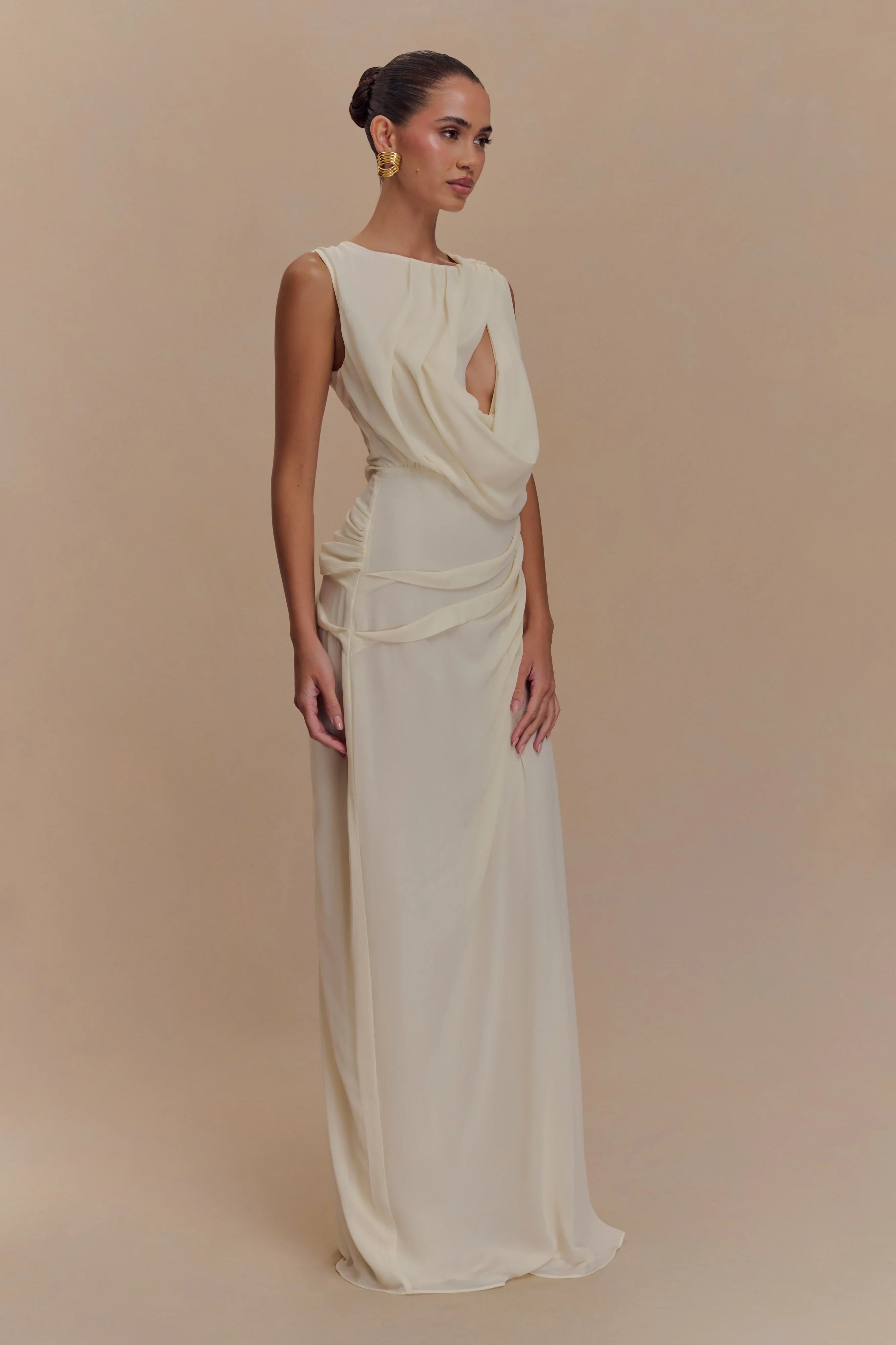 Oria Chiffon Maxi Dress Ivory