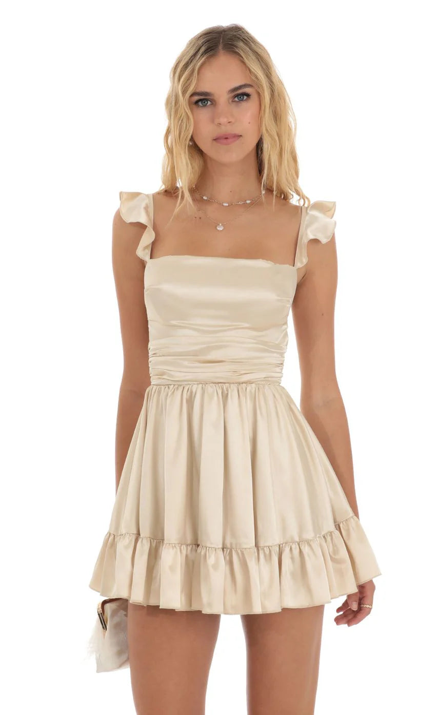 Fit and Flare Dress in Champagne