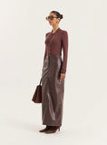 Chocolate Lightweight Knitted Button Down Top