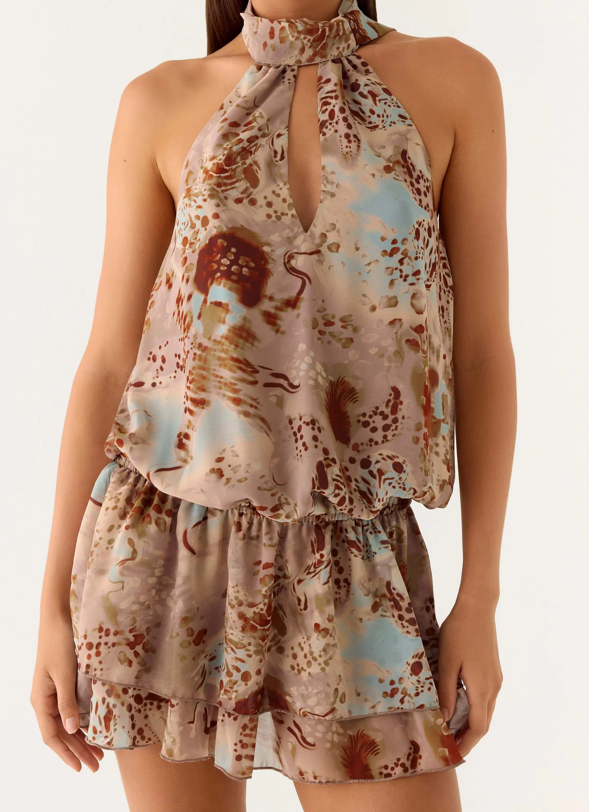 Rhodanthe Drop Waist Mini Dress Desert Blur