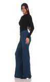 Pleated Straight Pants in Blue