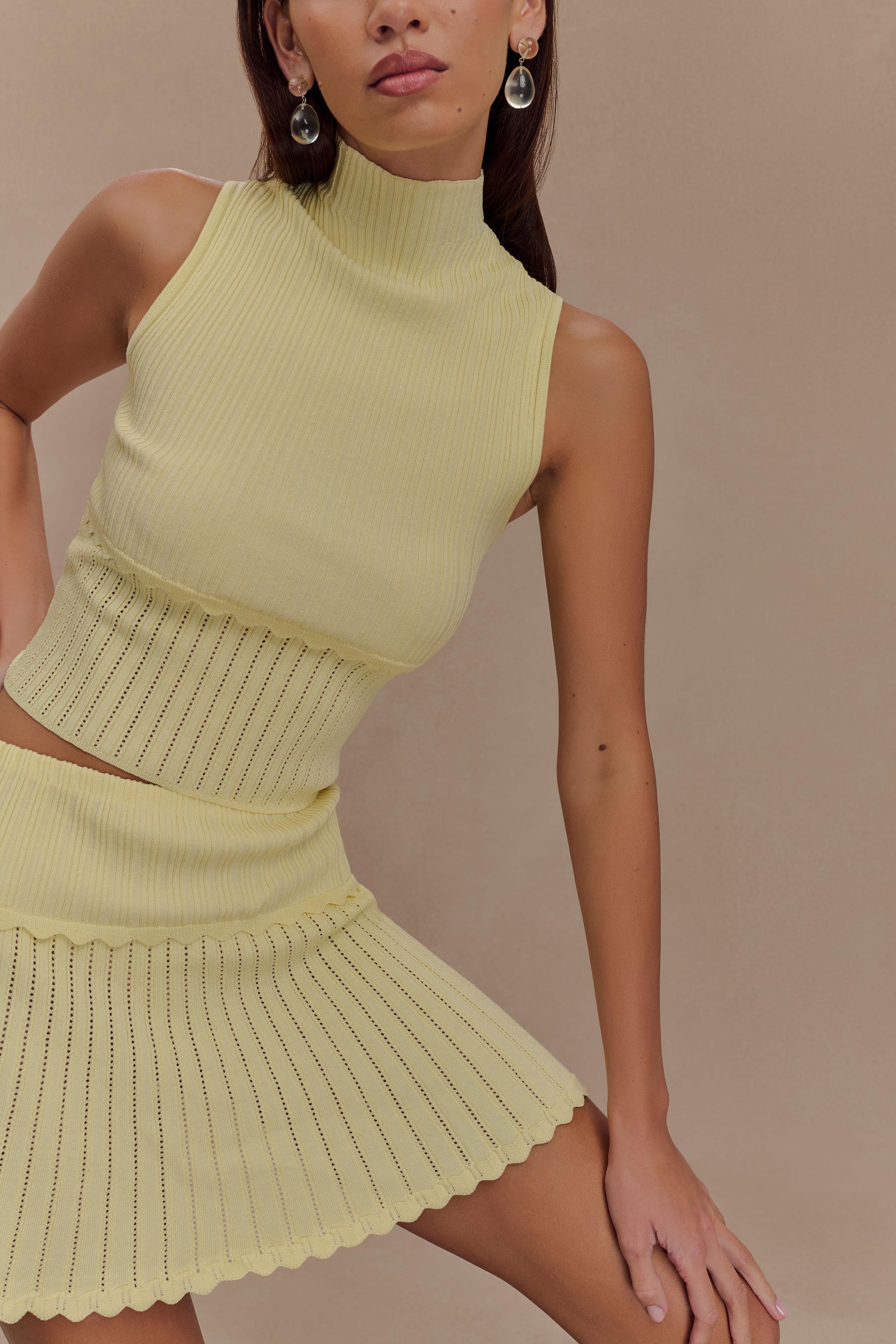 Indy Pointelle Knit Top Lemon