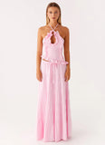Mariella Linen Maxi Skirt Pink