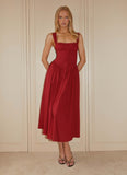 Emmalina Midi Dress Deep Red