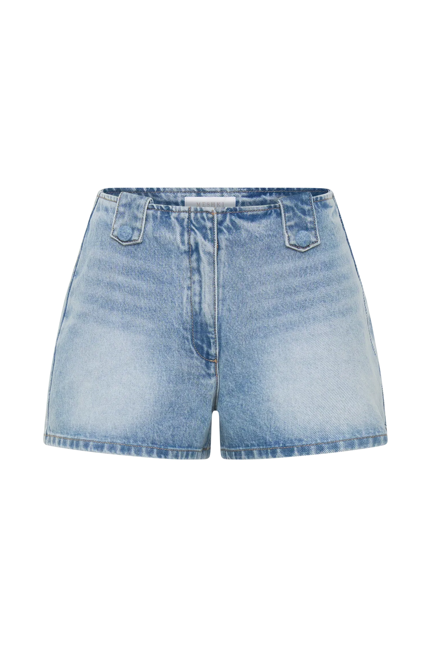 Erin Mid Rise Denim Shorts Washed Light Blue