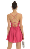 Satin A Line Dress in Pink