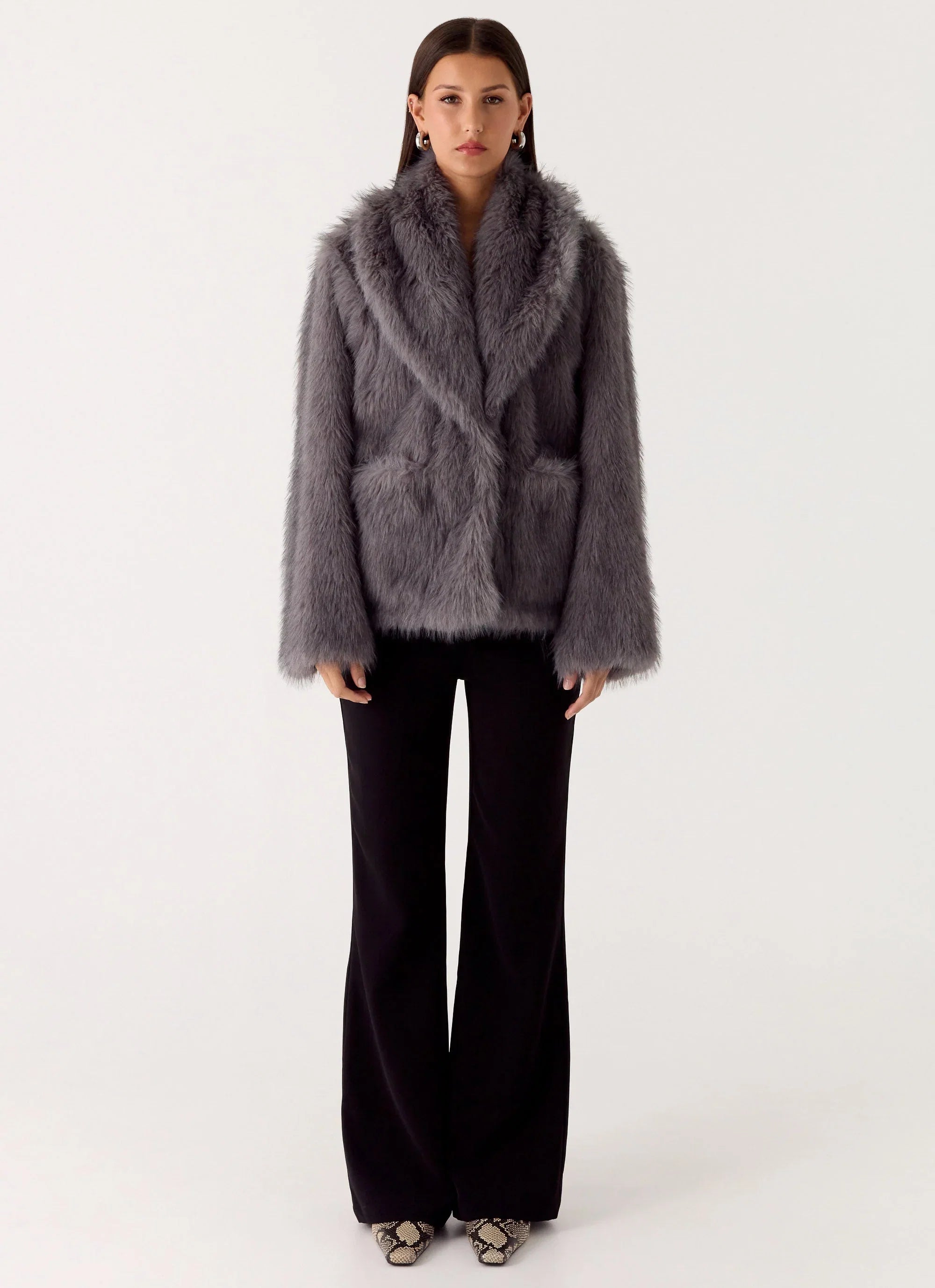 Katiana Faux Fur Jacket Grey