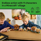 LEGO Minecraft Evoker Village Attack 21596 Building Toys for Boys Girls Ages 9 Sturdy Build for Pretend Play 11 Minecraft Minifigures 607 pieces Gift for Gamers