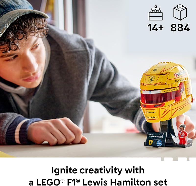 LEGO Editions Scuderia Ferrari HP Lewis Hamilton Helmet Building Set for Teens Ages 14 Collectible F1 Display Bedroom or Home Office Decor Gift for Racing Fans 43022