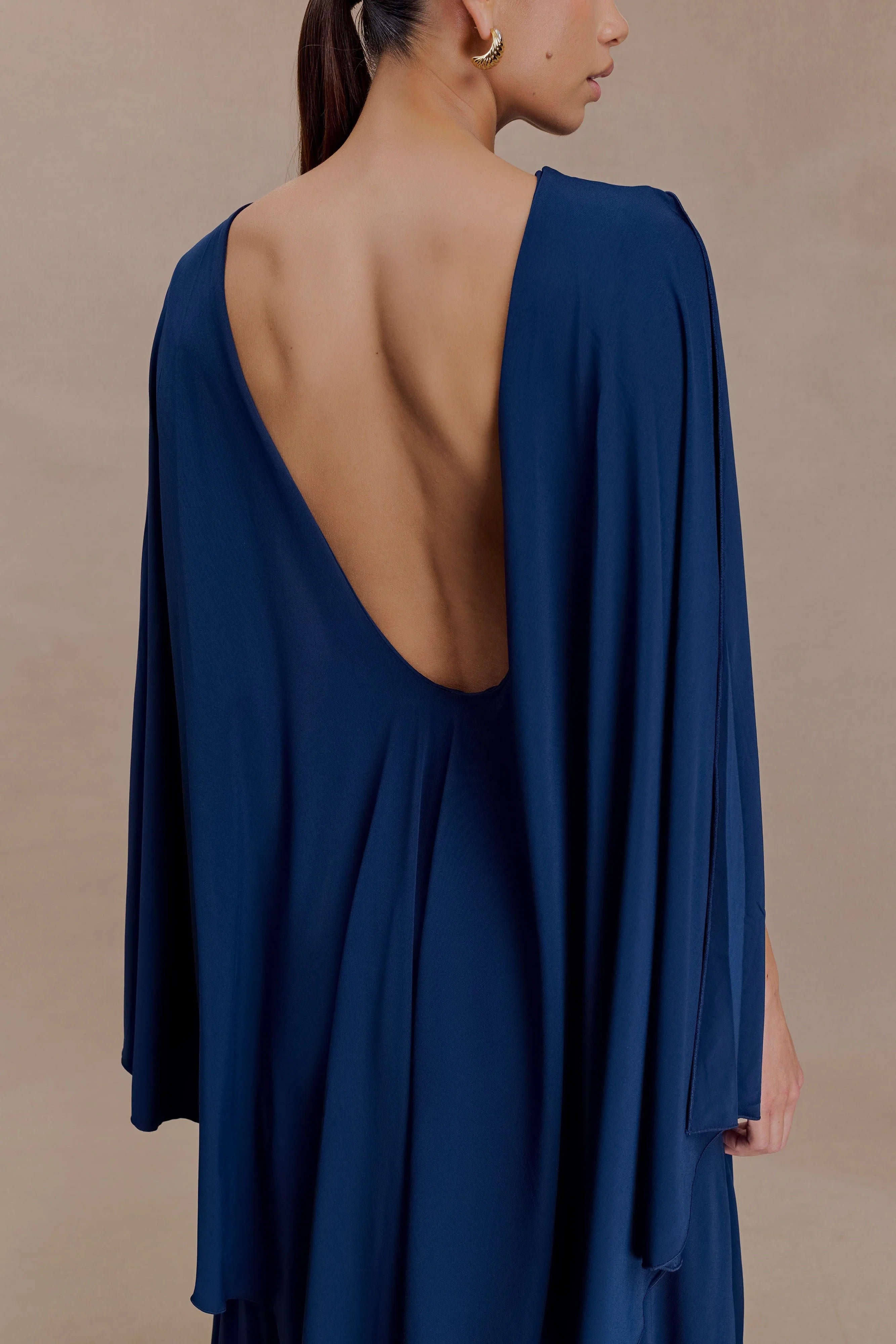 Emory Jersey Cape Maxi Dress Navy