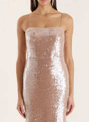 Nude Sequin Maxi Slip Dress Norma