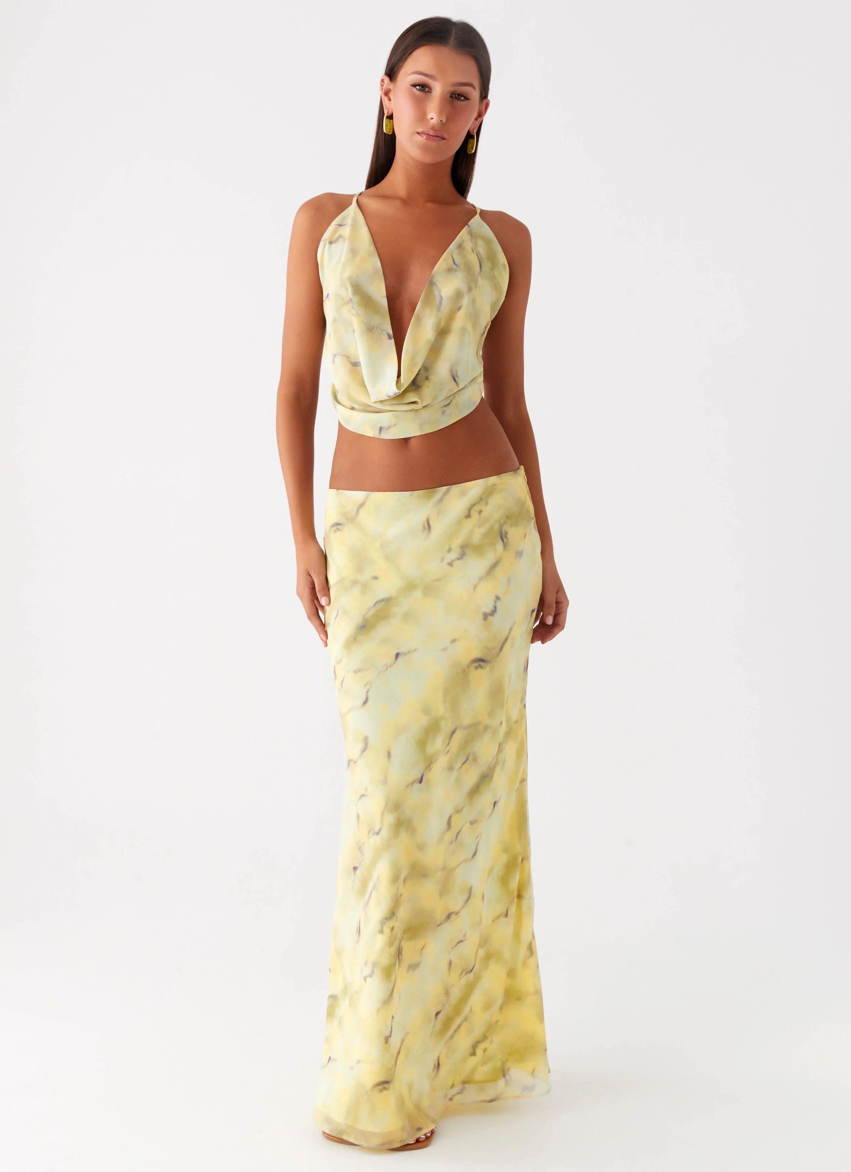 Kylo Low Rise Maxi Skirt Yellow Tie Dye