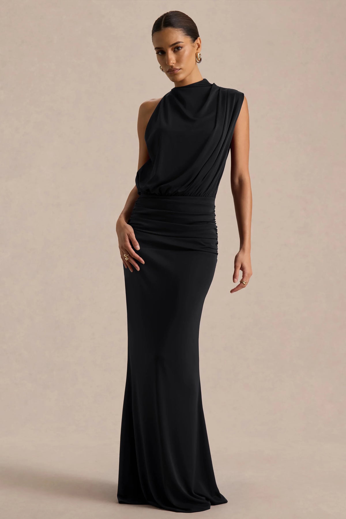 Umaira Black High Neck Maxi Dress