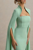 Linden Light Green Bodycon Cape Sleeve Midi Dress