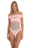 Mesh Illusion Bodysuit in Pink