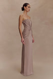 Mirren Strapless Slinky Maxi Dress Bronze