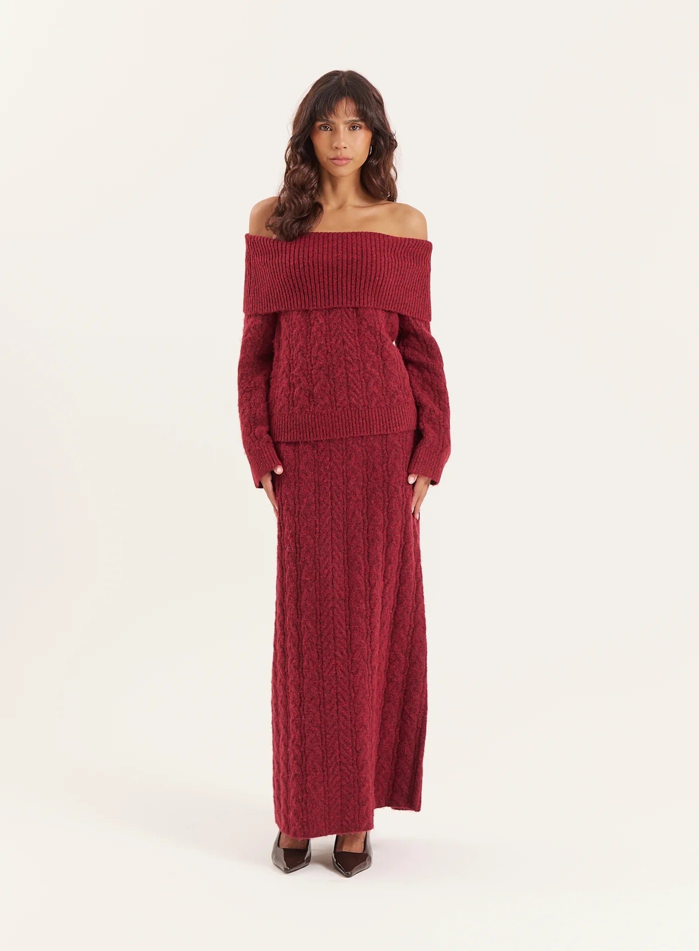 Burgundy Knitted Foldover Bandeau Top