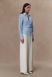 Eugenia Wrap Cotton Shirt Blue