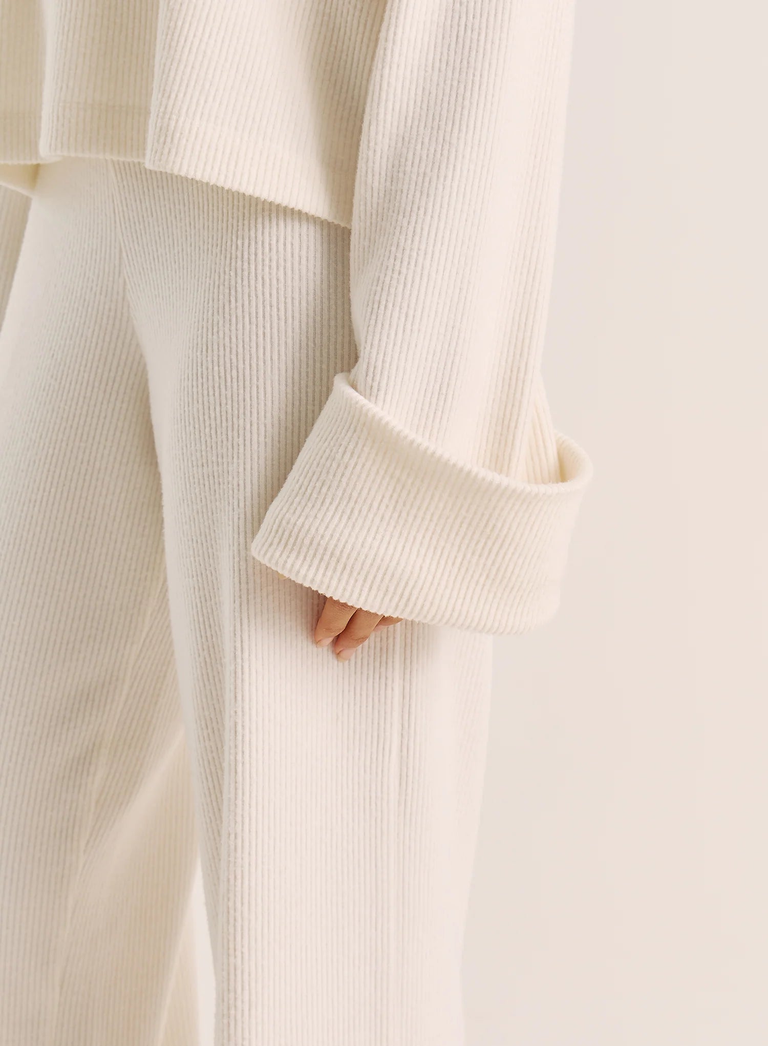 Ecru Wide Cuff Sleeved Knitted Jumper