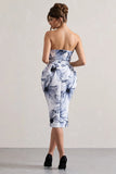 Chateau Mono Print Bandeau Midi Dress