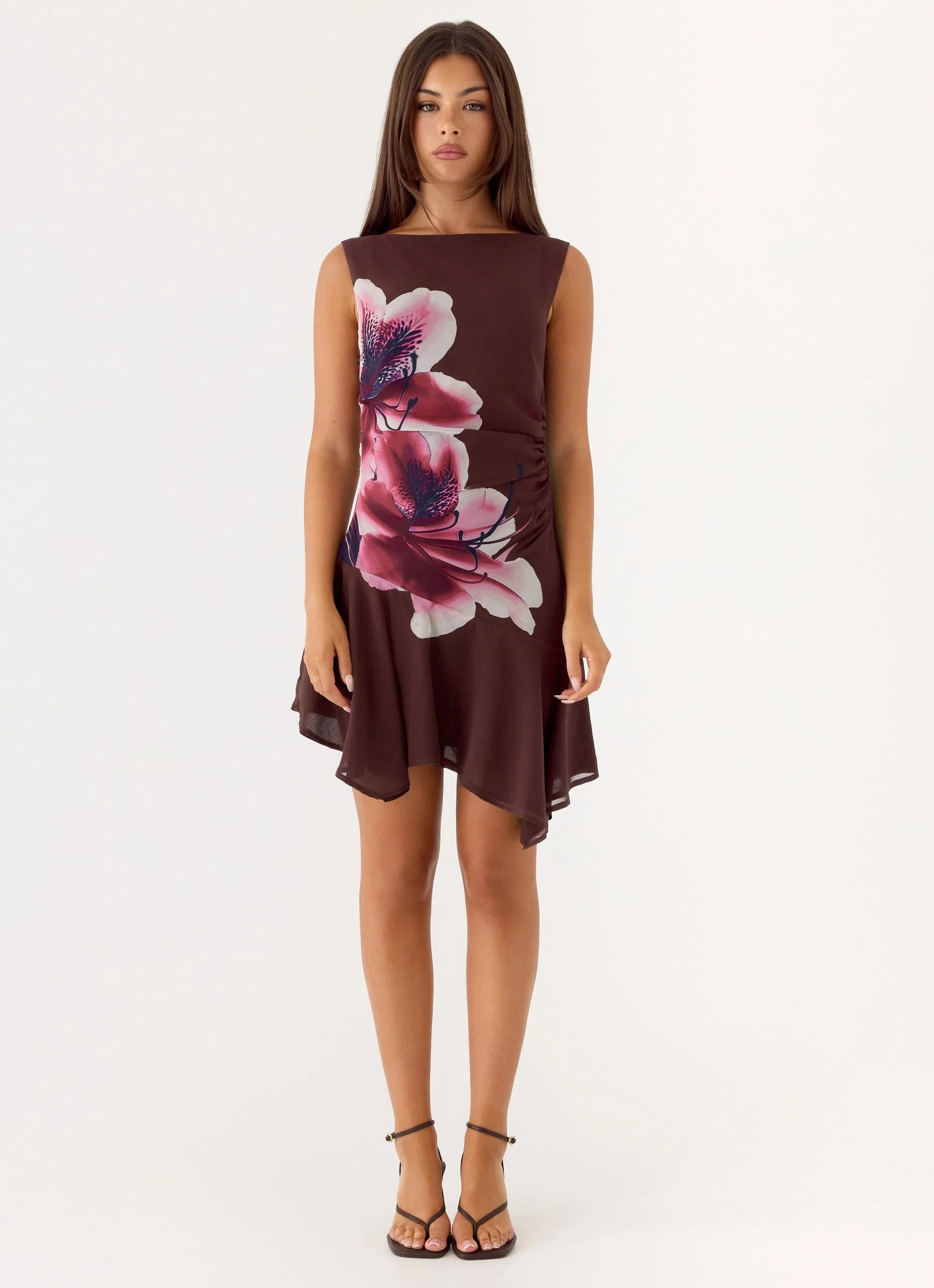Maris Asymmetrical Mini Dress Velvet Bloom
