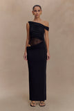 Callen One Shoulder Slinky Maxi Dress Black