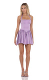 Satin Halter A line Dress in Lilac