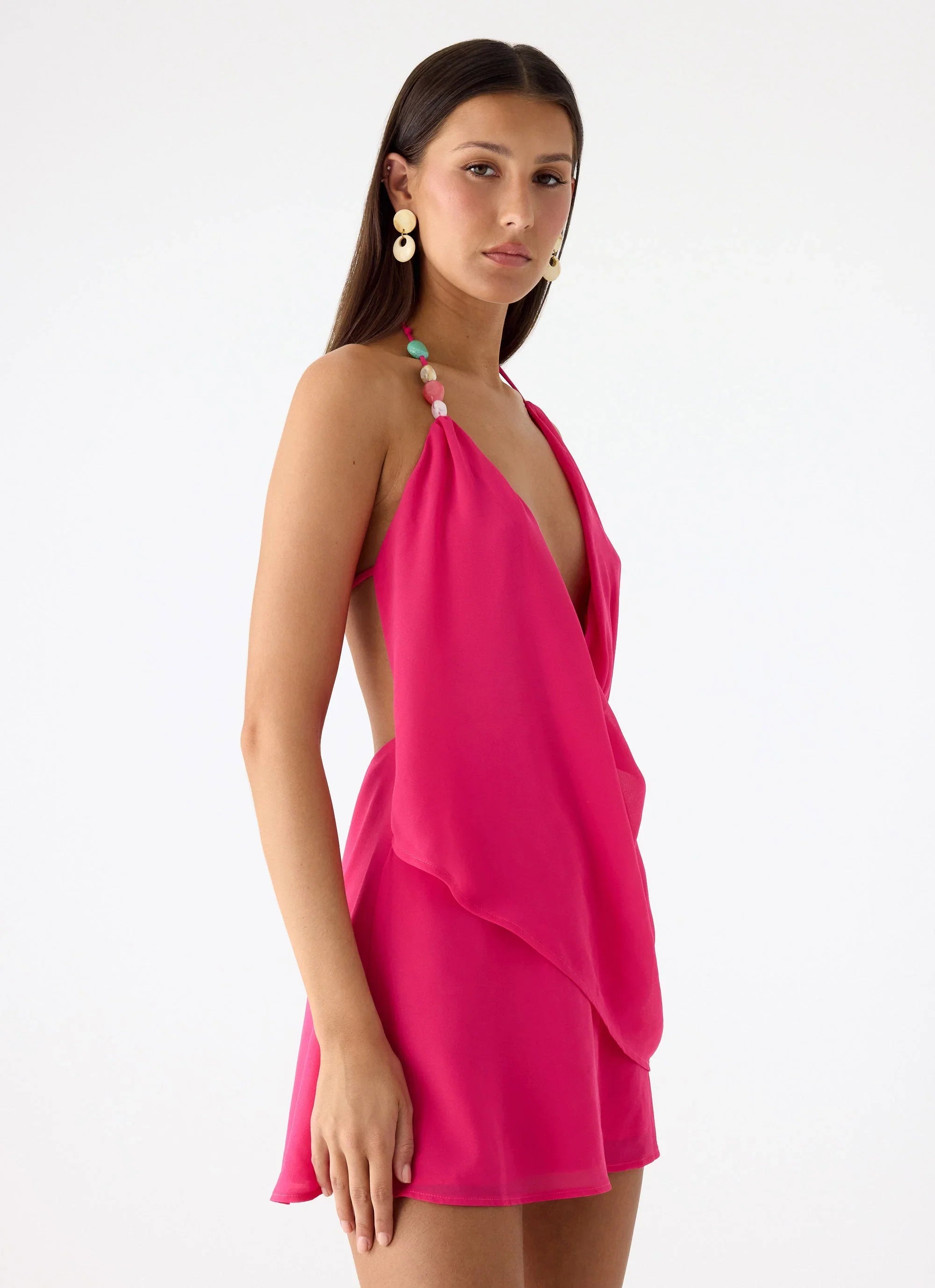 Nona Chiffon Mini Dress Fuchsia