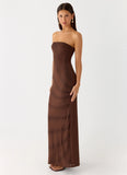 Belisse Beaded Mesh Maxi Dress Chocolate