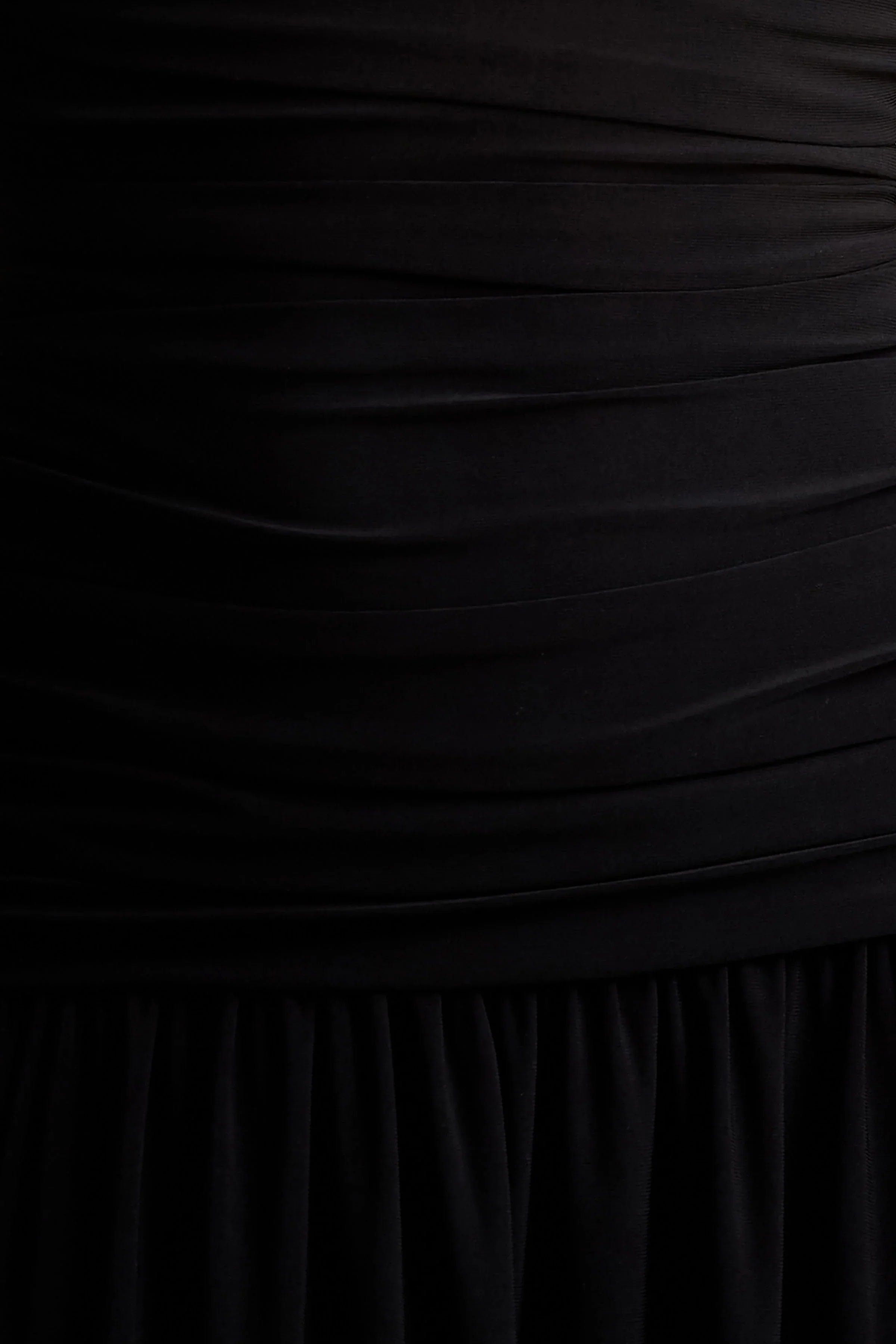 Aniyah Black High Neck Maxi Dress With Ruched Detailing