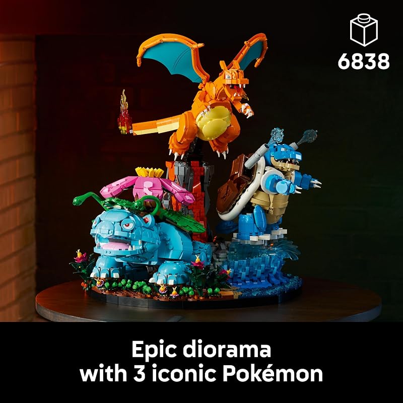 LEGO Pokémon Venusaur Charizard and Blastoise Building Set for Adults Ages 18 Collectible Pokémon Figures Gift Idea for Men Women 72153