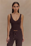 Natalya Ribbed Knit Cami Top Dark Chocolate