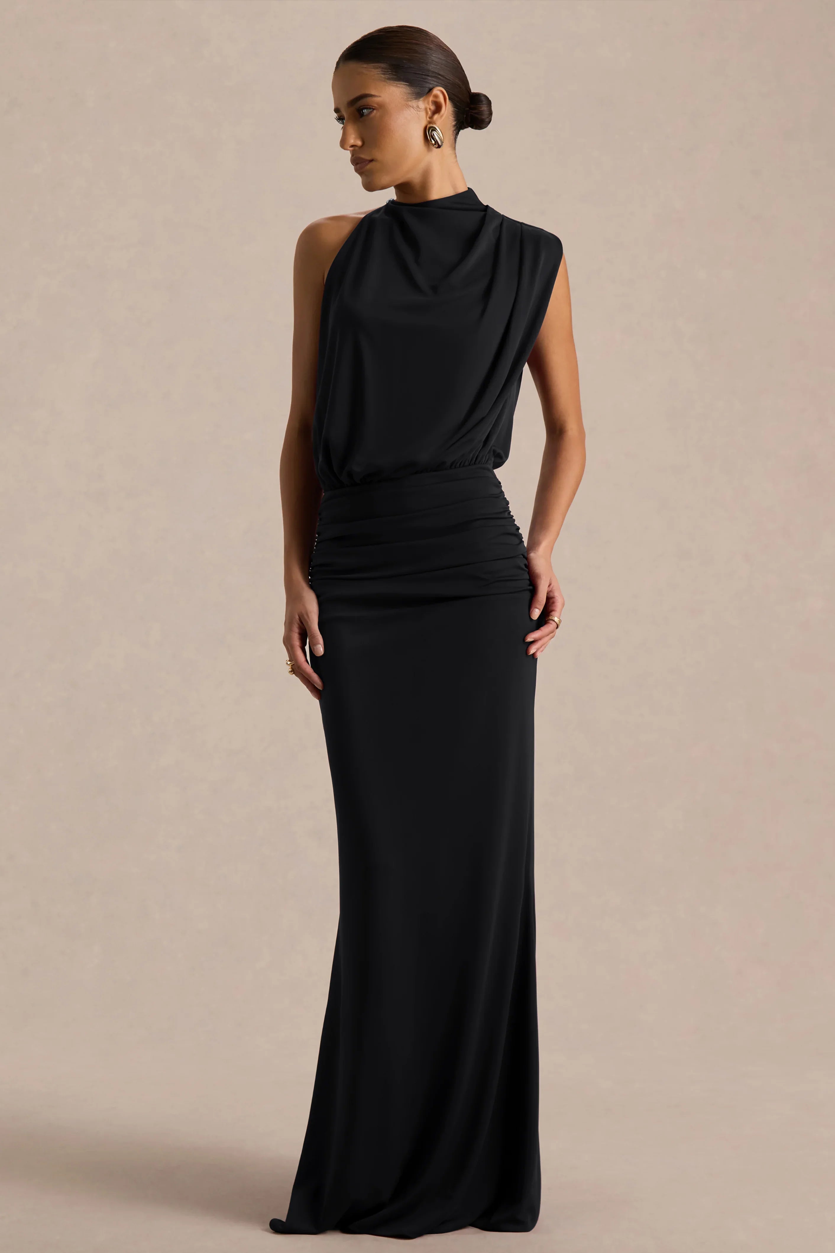 Umaira Black High Neck Maxi Dress