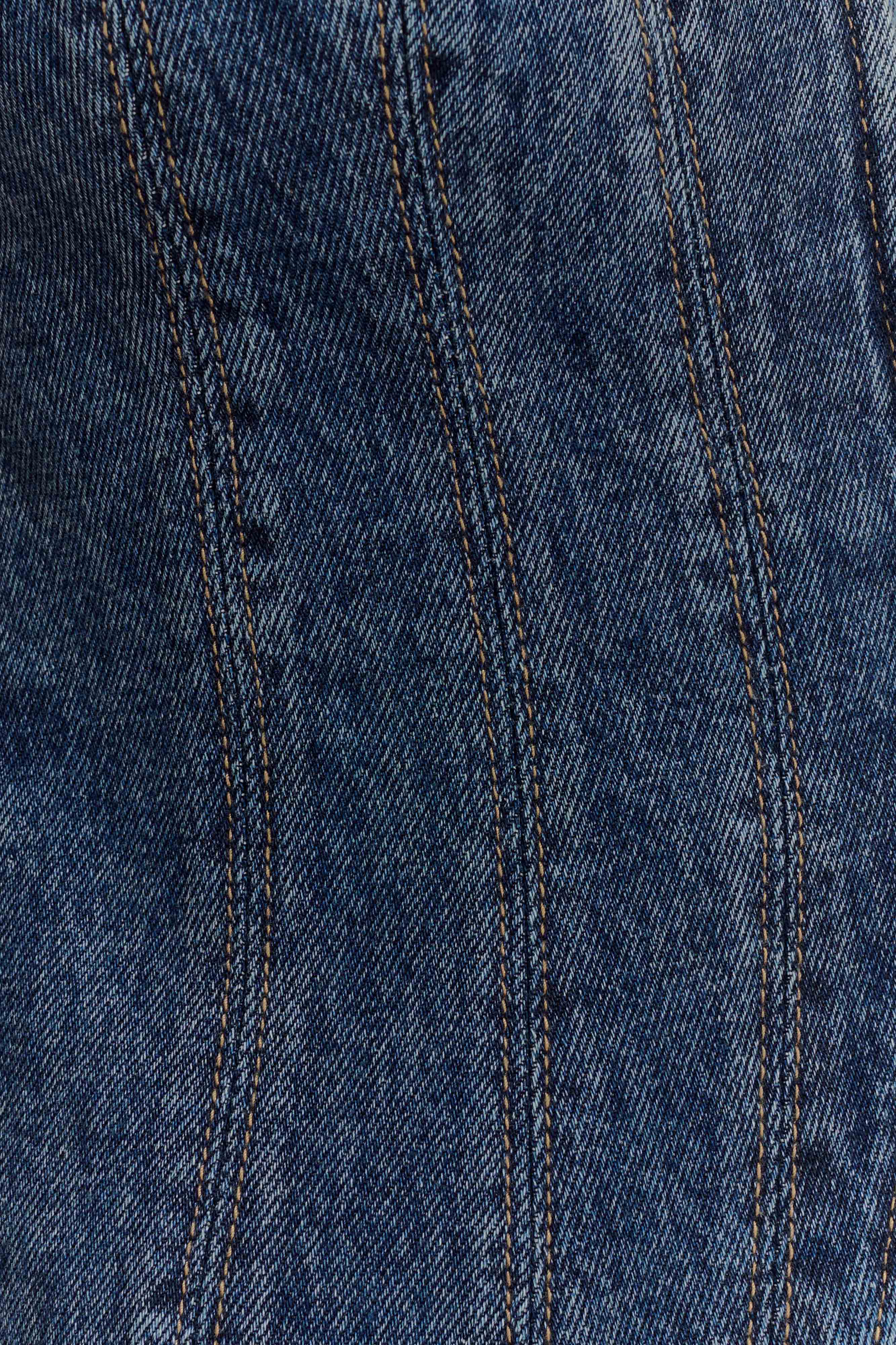 Loretta Cap Sleeve Denim Top Washed Dark Blue